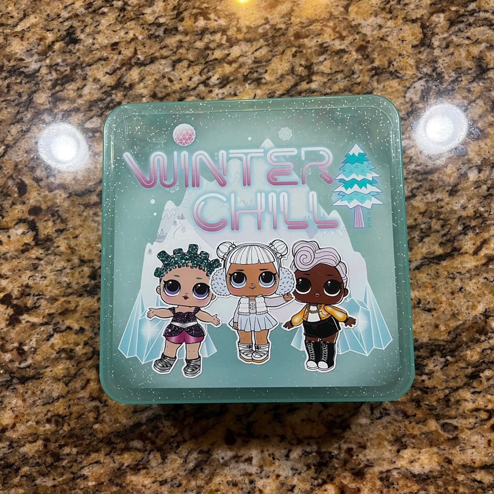 LOL Surprise Winter Chill Teal Glitter Plastic Storage Carrying Case with Handle